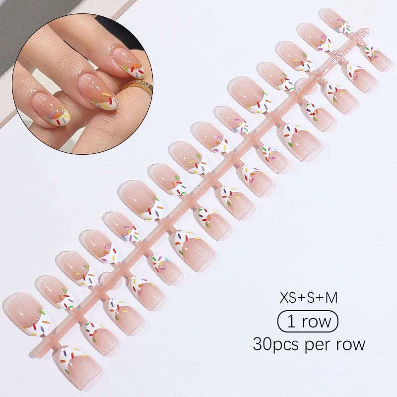 30Pcs Solid Color Nail Tip Fake Nail Fashion Nude Pink Wearable False Nails Simple Full Cover Press On Nails DIY Wear Nail Tool