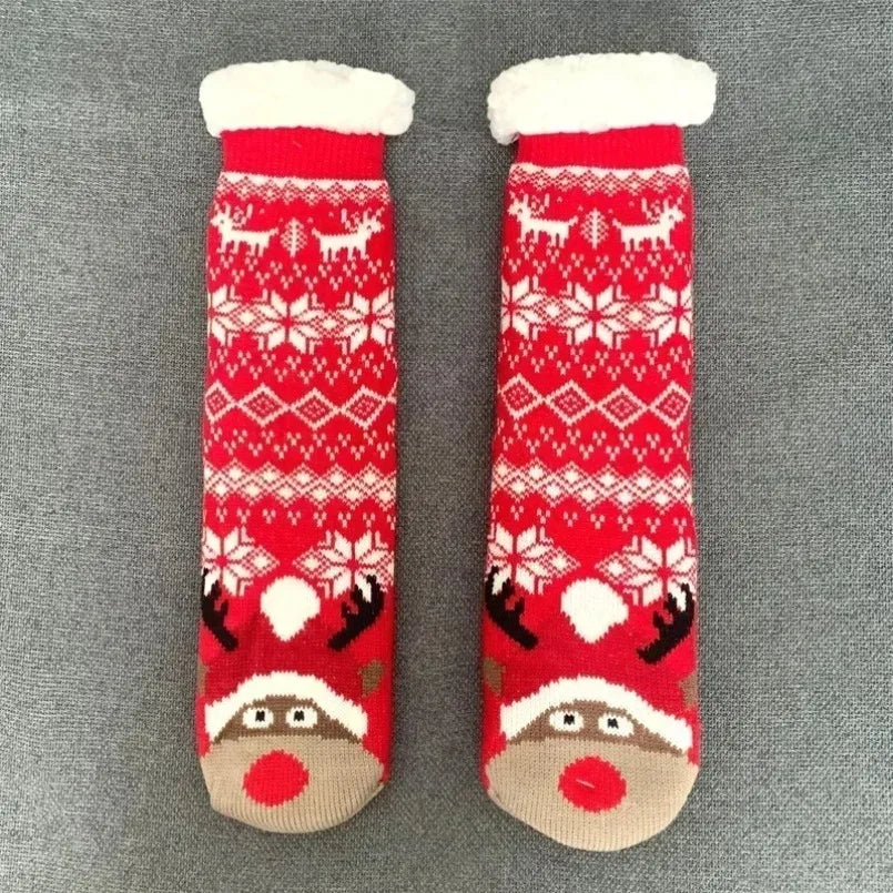 Fuzzy Thermal Sock Women Winter Warm Funny Bear Sheep Cute Kawaii Non Slip Cartoon Sleeping Soft Comfy Female Floor Slipper Sock