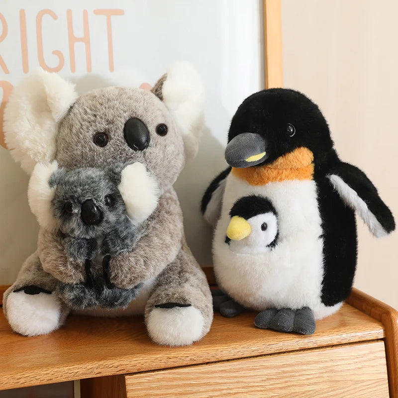 Stuffed Animals Mother and Child Koala Penguin Soft Doll Plush Throw Pillow Home Decoration Birthday Gifts Fir Girls and Boys