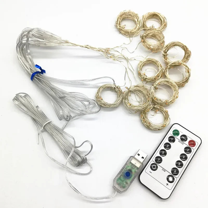 LED String Lights Christmas Decoration Remote Control USB Wedding Garland Curtain 3M Lamp Holiday For Bedroom Bulb Outdoor Fairy