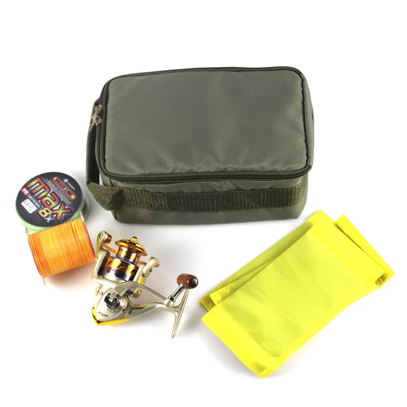 Bolso de pesca impermeable, portátil, con 3 divisores ajustables para carretes de spinning y baitcasting