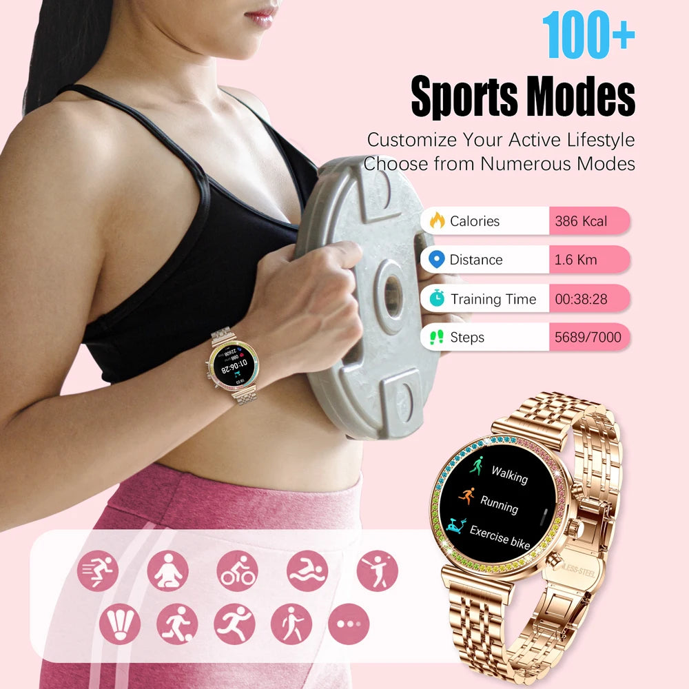 2025 New Smartwatch For Woman 1.27" HD Display Smart Watch Women Bluetooth Calls Waterproof Sports Heart rate Monitoring Watches