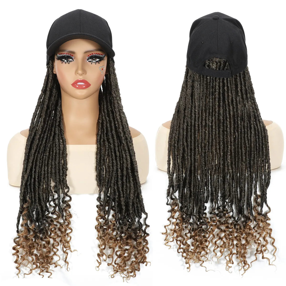 Synthetic Crochet Hair Woman Wigs Big Size Baseball Hat Wig 26inch Long Braided Wigs for Women Daily Party Cosplay Wig Female