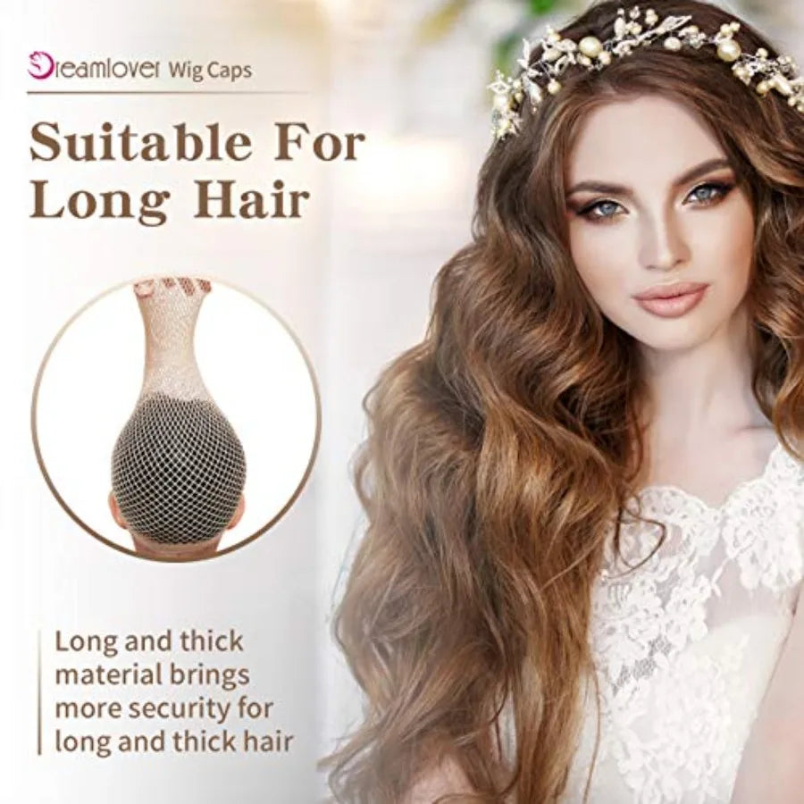Dreamlover Wig Caps, Braiding Needed Wig Caps for Wig Beginner, Wig Net for Long Hair, Hair Net for Halloween Cosplay, Natural,