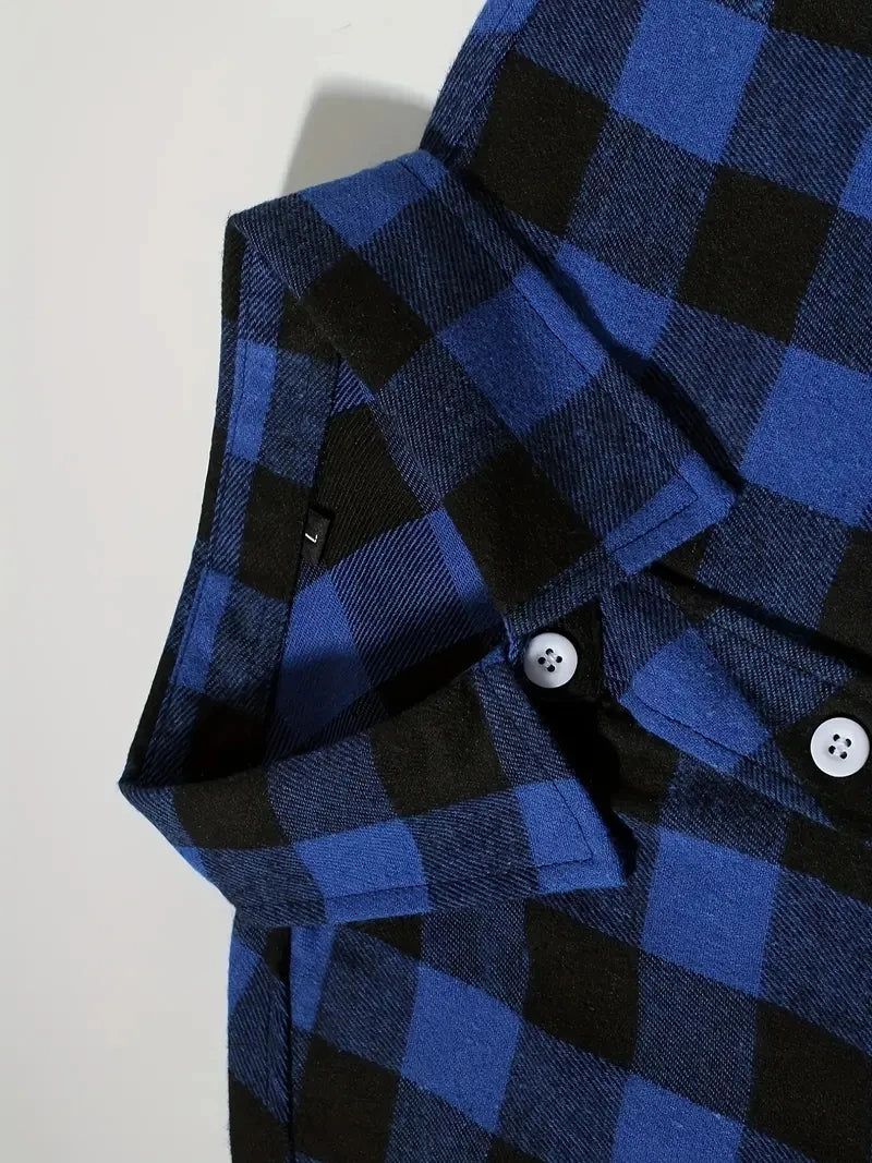 Mens Shirts Single Breaste Classic Plaid Smart Casual Flannel Shirt Long Sleeved Chest Two Pockets Design Spring Autumn Men Tops