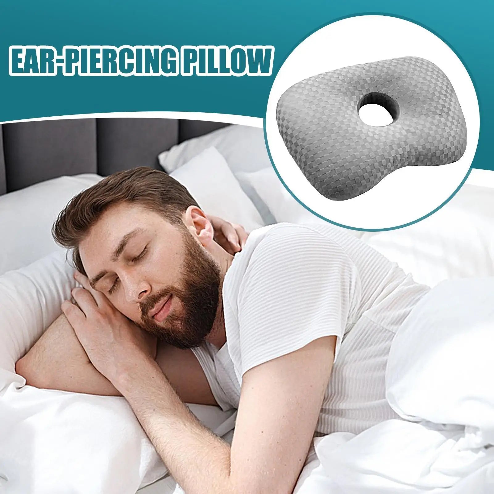 Piercing Pillow Side Sleepers Donut Pillow with Holes Ergonomic Discomfort Reducer Travel Stuffed Cushion for Offices Road Trip