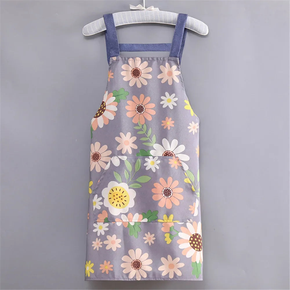 1PC Aprons Fashion Cotton Fabric Waterproof Thickened Dirt Resistant Kitchen Apron and Home Work Clothes Gardening Work Clothing