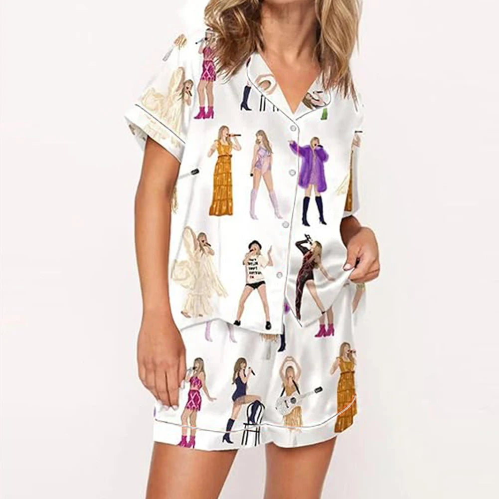Women's Pajamas Taylor Pajamas Set Shirt And Pant 2 Piece Set Matching Sleepwear Comfortable Homewear Trouser Sets for Fans