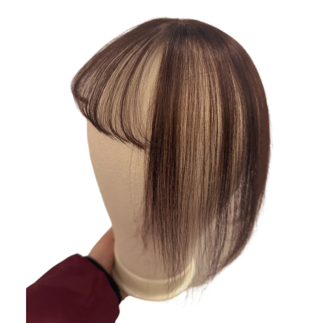 Light Thin Human Hair Bangs 360 Cover Grey Hair with 3D Air Bangs Invisible Brazilian Non-remy Hair 1 Clip in Hair Extensions