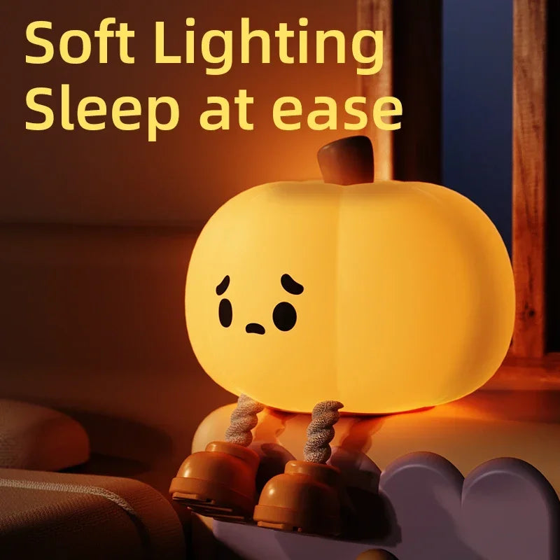 Cute Animal Night Light USB Rechargeable Pumpkin Monster Bedside Nightlights Dimming For Kid's Halloween Party Holiday Gifts