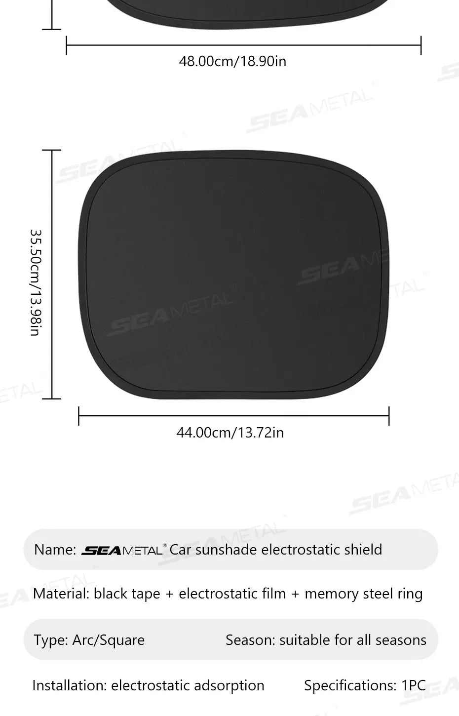 SEAMETAL Side Window Sun Shade for Car Electrostatic Curtains Anti-Glare Car Sun Protection Cover for Baby 99.9% UVR Blocking