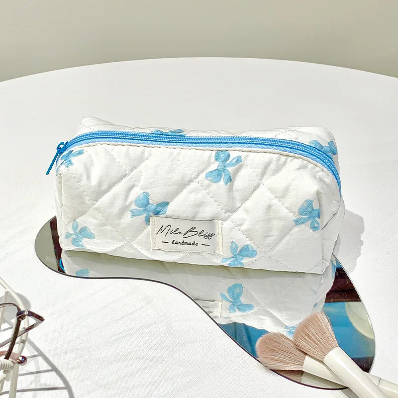 Bolsa de cosméticos para mujerBolsa de viaje para artículos de aseo Bolsa de maquillaje con lazo Bolsa de almacenamiento de maquillaje de moda Neceser organizador de bolso Kosmetiktasche