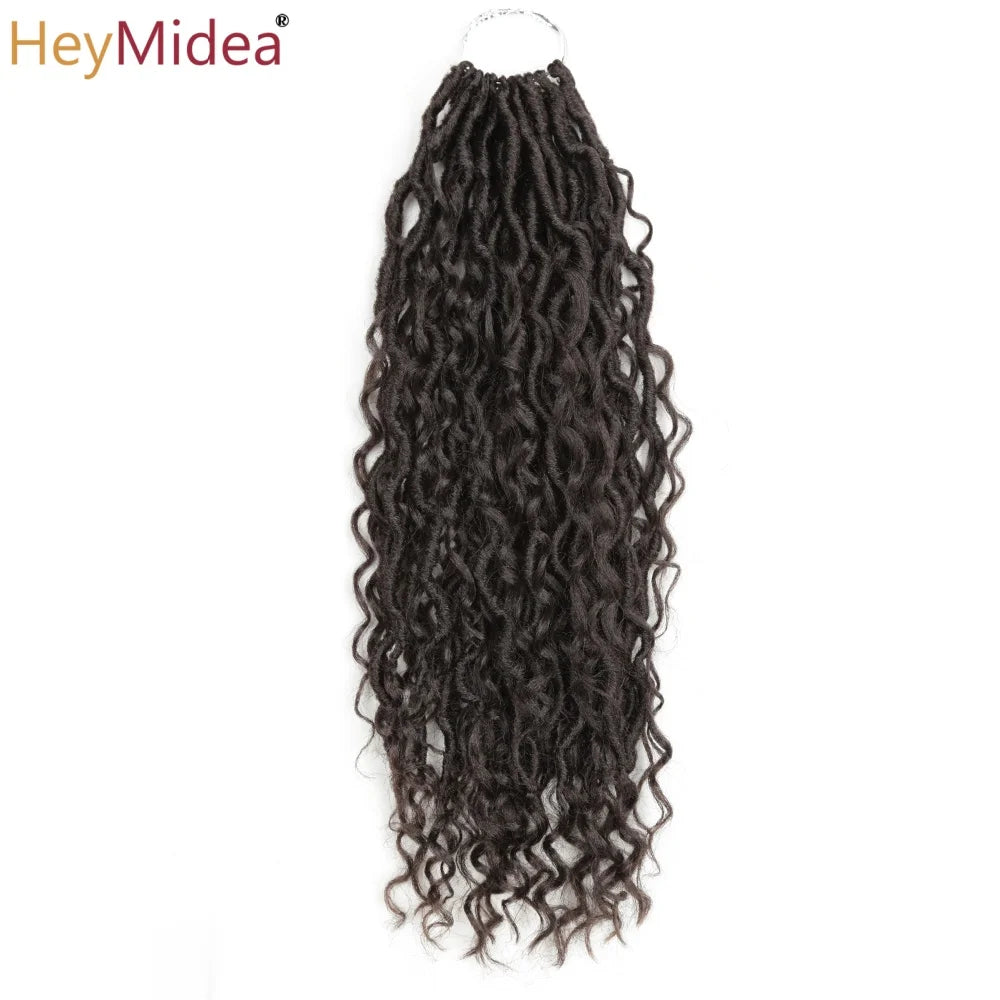 Synthetic Goddess Locs Crochet Hair Braids Curly Faux Locs Braiding Hair Extensions Wig For Women Black Hippie Boho Style