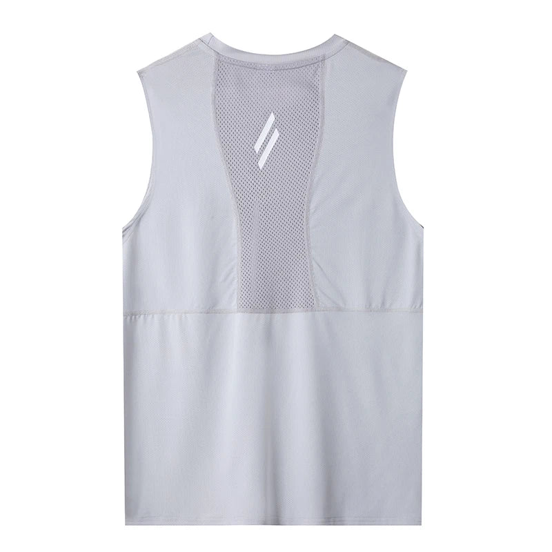 Men's Vest Black Breathable Quick-Drying Polyester Fiber Sports Sleeveless Vest Suitable for Gym Running and Training Casual
