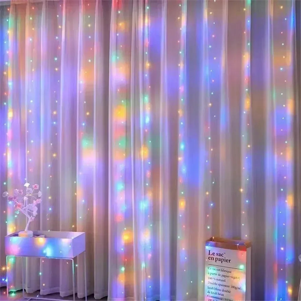 Christmas Fairy Light Party Birthday Decoration 8 Mode LED Holiday Garland Wedding USB Curtain String Light Home Decor 3M 6M