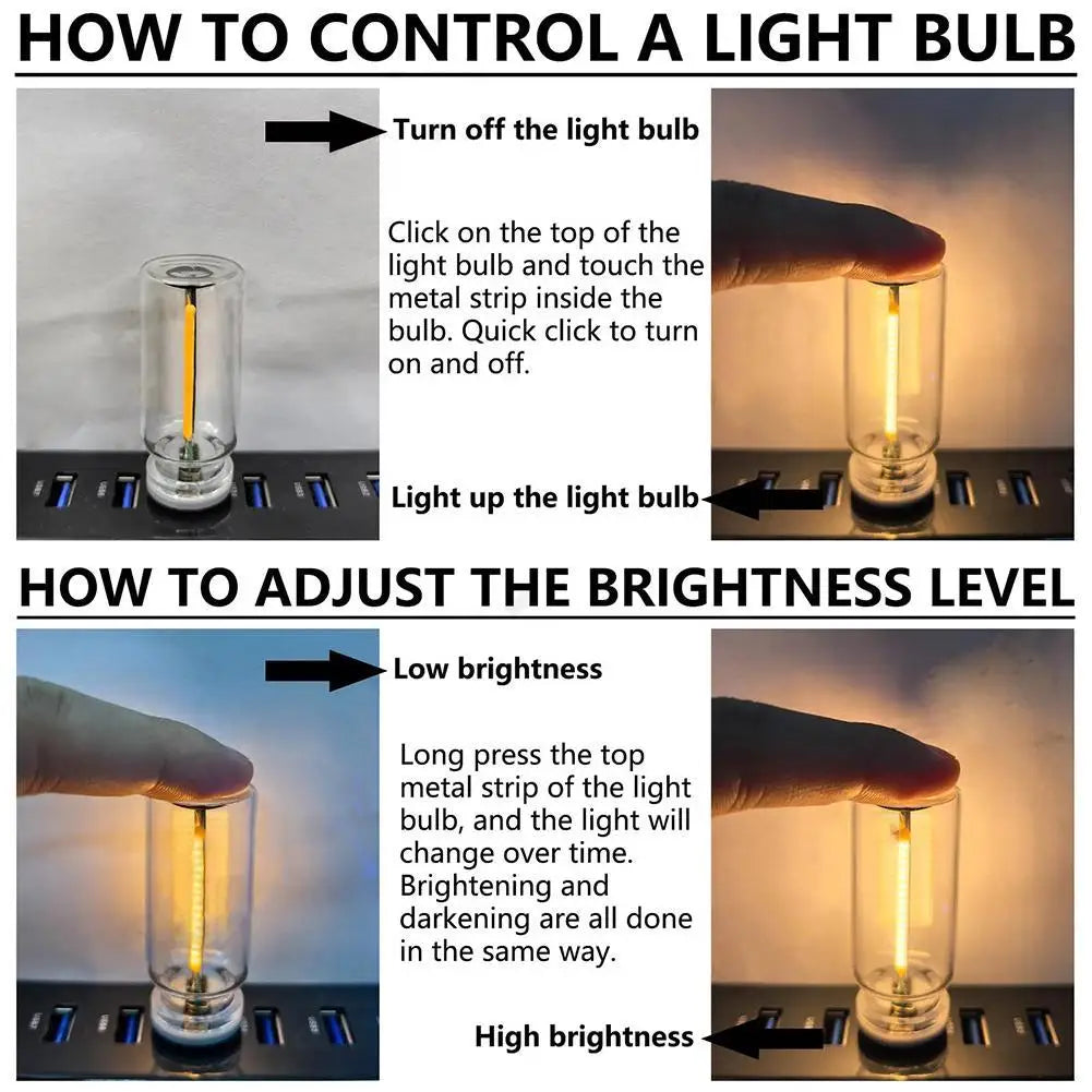 Decorate Tools USB Touch Control Night LED Light Atmosphere Incandescent Lamp LED Filament Light Bulb Bedroom Decoration DIY