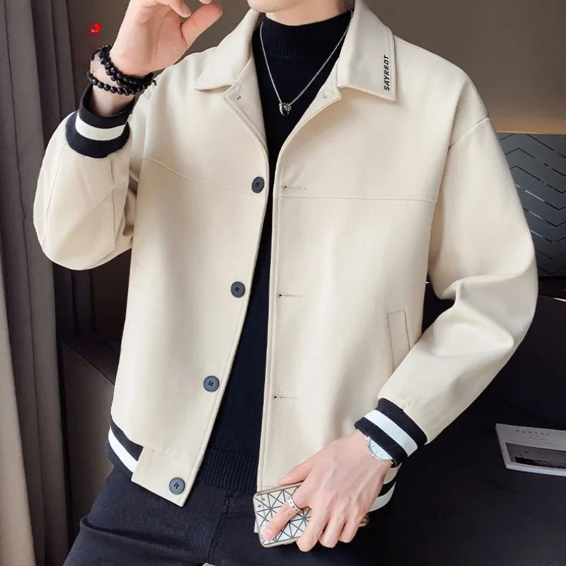 Men's Jackets Spring Autumn Short Slim Fit Male Wool & Blends Coats Cheap Clothes Offer Stylish Vintage Clothing Fashion