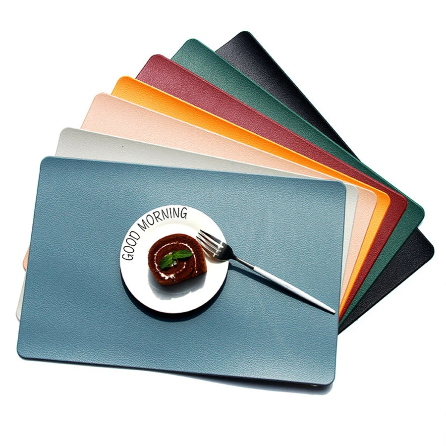 Manteles individuales de piel sintética de 45x30cm, negro/blanco, antideslizantes, resistentes al calor para uso doméstico, en el comedor o en hoteles. Posavasos duraderos JXB