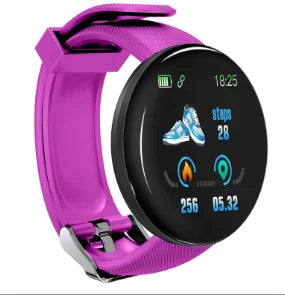 D18 Smart Watch – Heart Rate Monitor, Round Digital Fitness Watch for Men & Women (Band Included, Compare with D20/Y68)