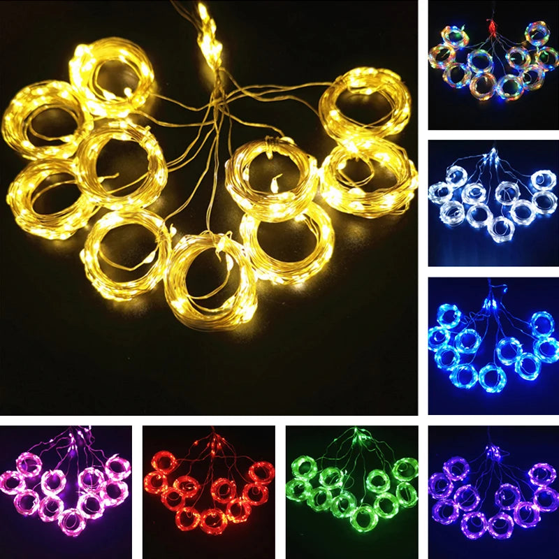LED String Lights Christmas Decoration Remote Control USB Wedding Garland Curtain 3M Lamp Holiday For Bedroom Bulb Outdoor Fairy