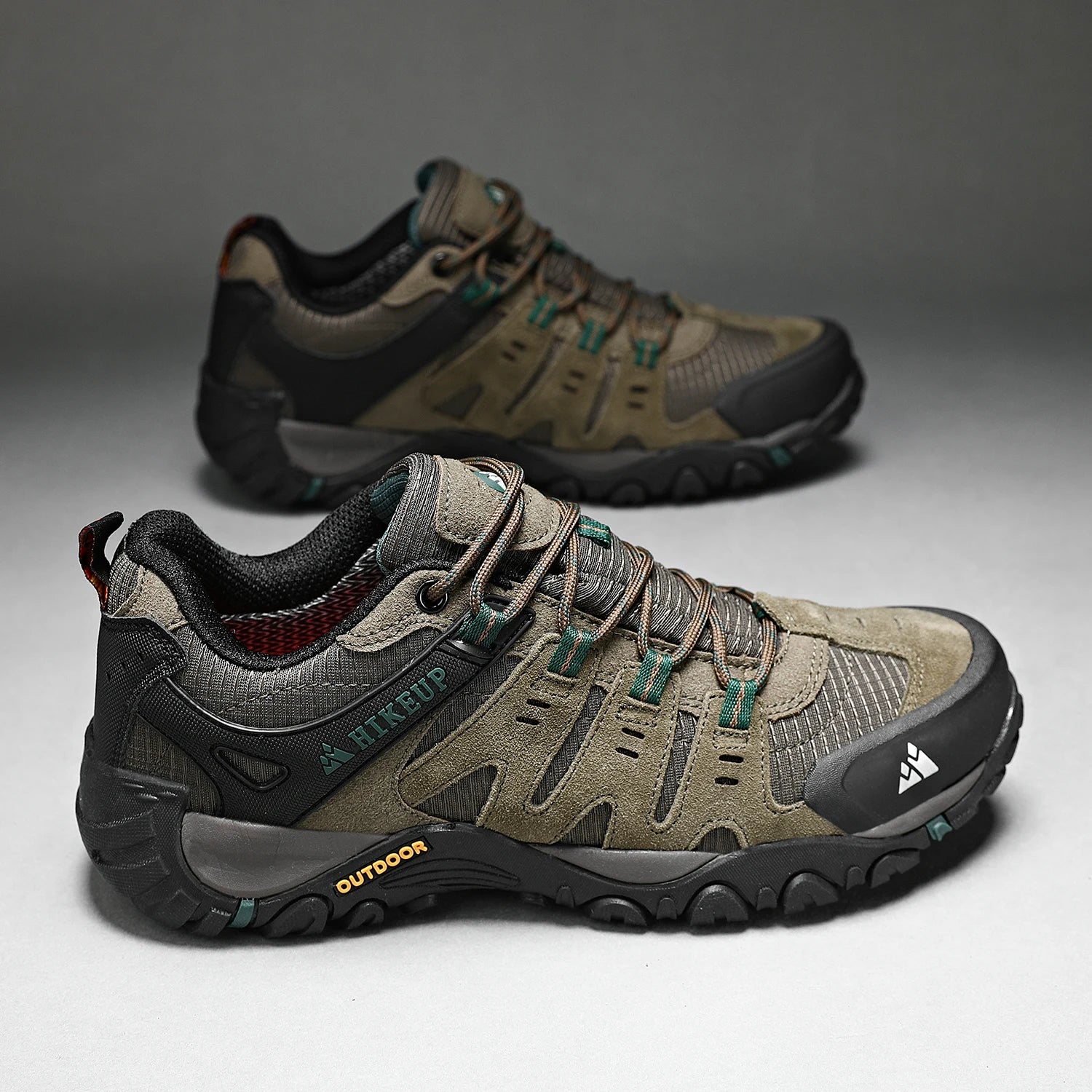 HIKEUP Zapatillas de senderismo para hombre de cuero de ante, calzado de exterior resistente al desgaste, zapatillas tácticas de trekking, senderismo y caza para hombre