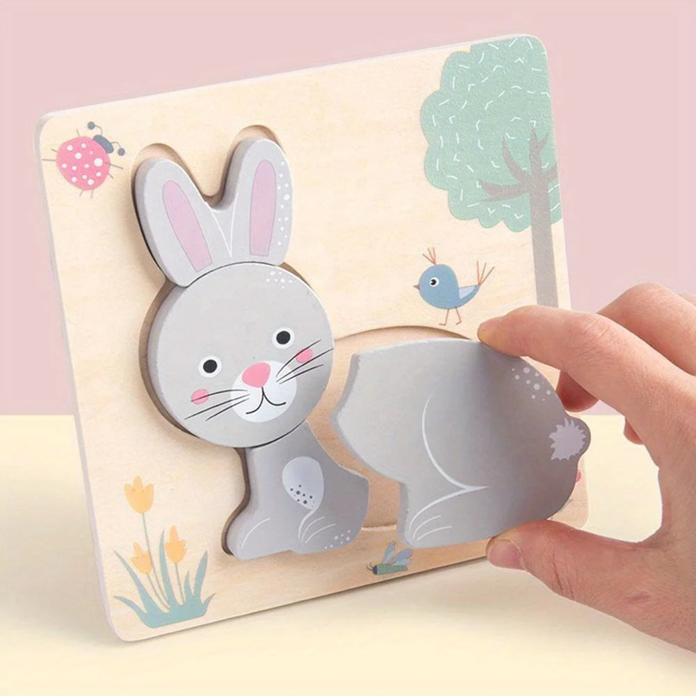 3D Wooden Cartoon Animals Cognitive Puzzles For Kids Children's Wooden Puzzles Toys Colors Shapes Baby Educational Toys Game