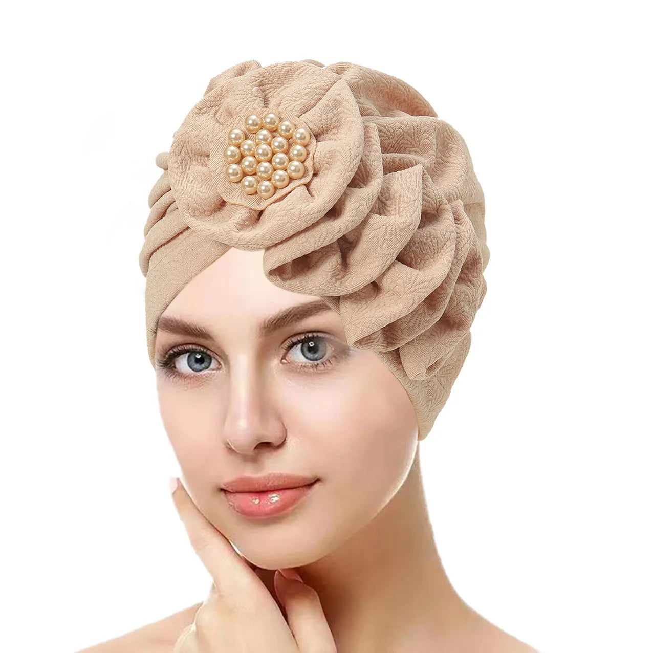 Beaded Flower Hijab Cap – Elegant, Modest & Effortlessly Chic