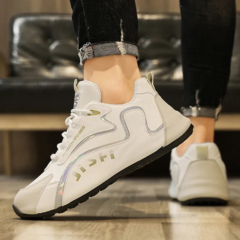 Zapatillas de Moda para Hombre de Cuero Casual Deportivas para Hombres Ligeras Antideslizantes Tenis Calzado Exterior Transpirable Zapatillas de Correr para Hombres