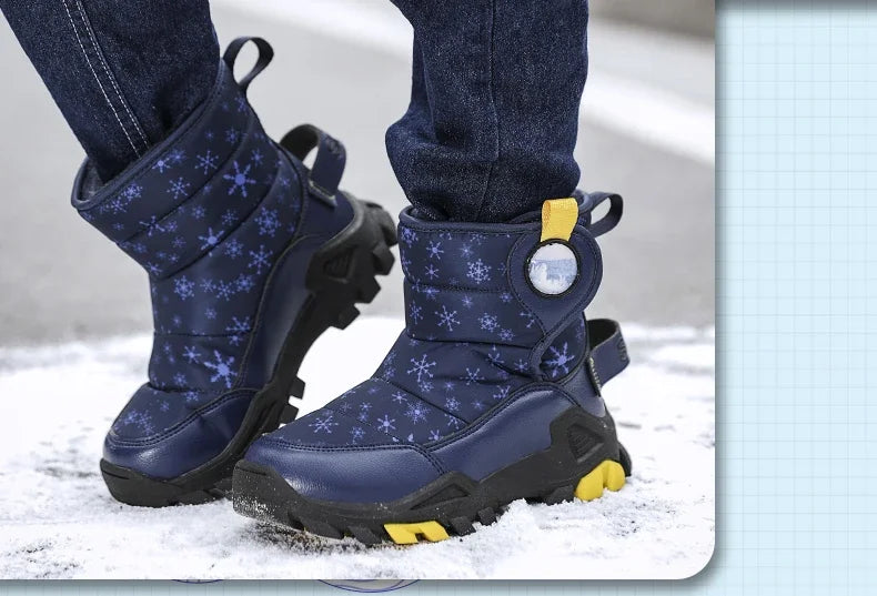 Children Snow Boots Girls Boys Fashion Sneakers Winter Kids Keep Warm Sport Fashion Leather Shoes Outdoor Snow Ankle Boots New