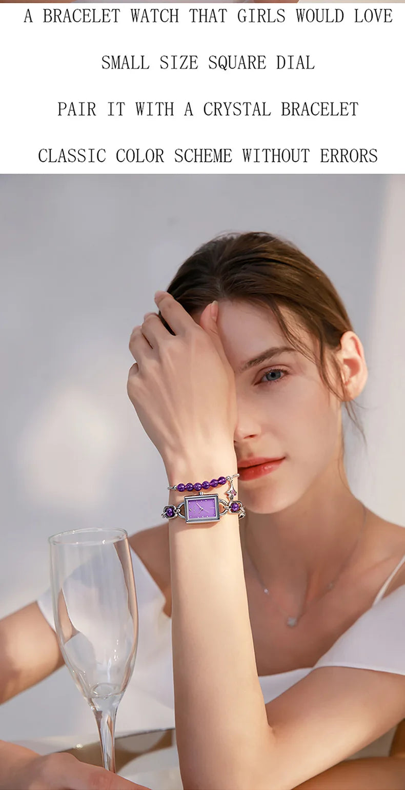 Women's Watch Light Luxury Brand Crystal Exquisite Medieval Emerald Bracelet Ladies Fashion Quartz Watches  Accessories