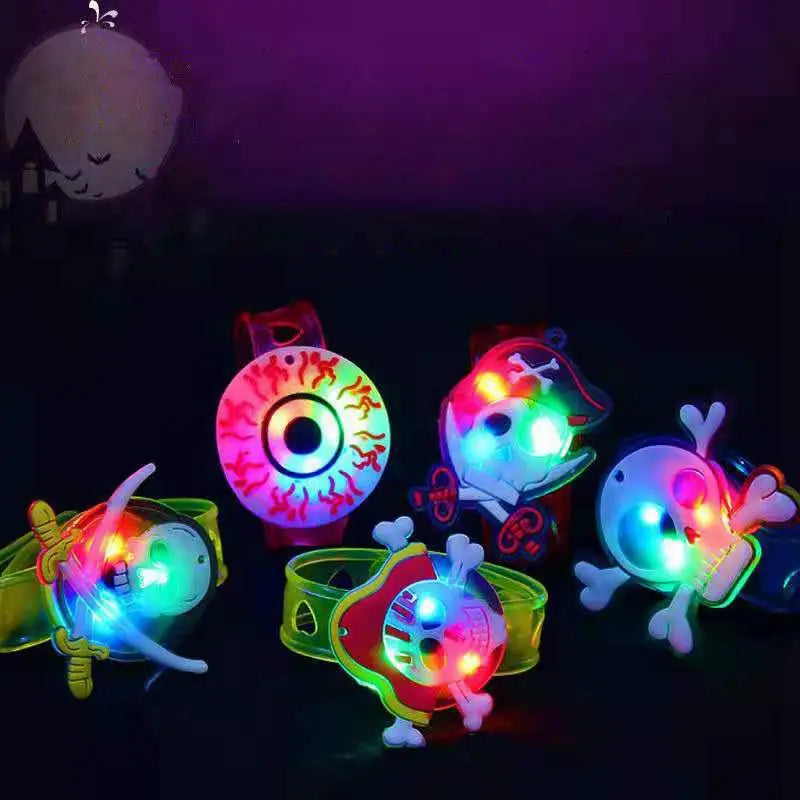 5/10/20PCS Glowing Pumpkin Ghost Bracelet Rings Kids Night Toys Halloween Party Favor Children Gifts Festival Carnival Giveaways