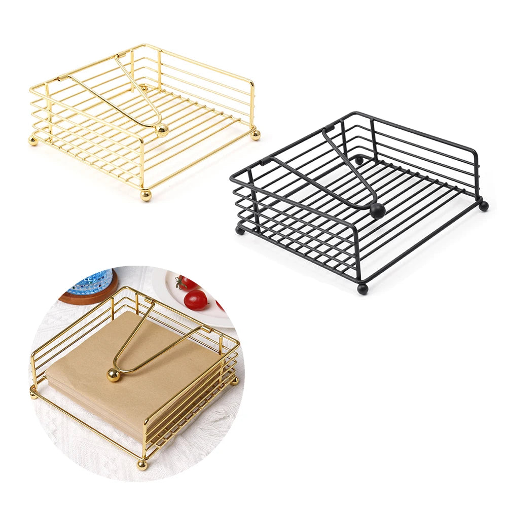 Napkin Holder, Suitable for Kitchen, Restaurant, and Outdoor Use, Matches Various Dining Room Decor Styles, Black,Gold
