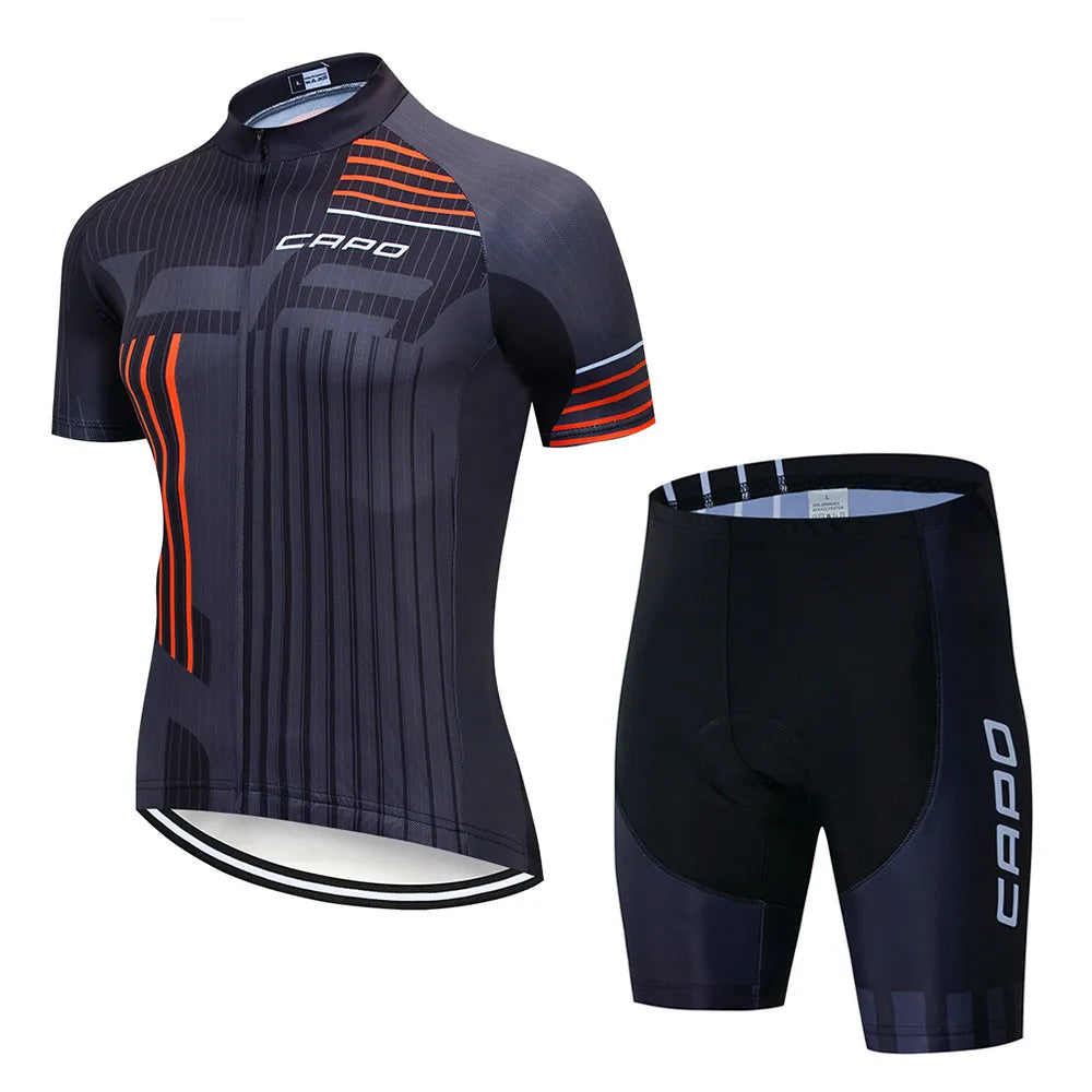 Ropa de Ciclismo Hombre Verano 2025 CAPO Ropa de Hombre Maillot de Ciclismo Bicicleta MTB Deporte Camiseta Profesional Culotte con Tirantes Traje