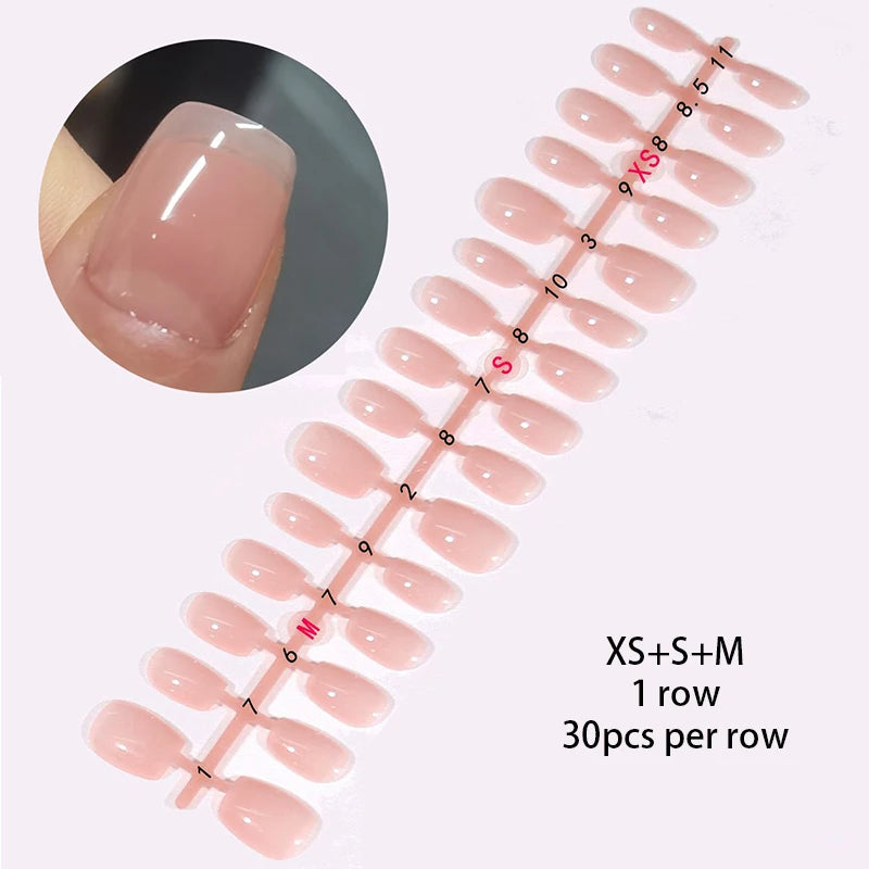30 stk. gradient kunstnegler fransk blush nude negler vanntett kunstige negler medium kiste kunstnegler fingernegler presse-on negler tupper manikyr