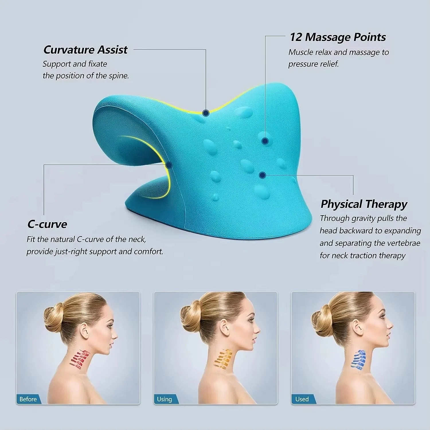 Random color Neck Stretcher Shoulder Cervical Chiropractic Traction Device Head Back Body Massager Massage Pillow