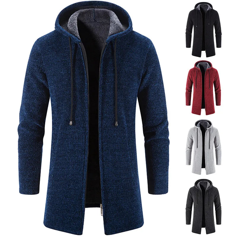 New Mens Long Sleeve Hooded Sweater for Men Zipper Sweatshirts Oversize Streetwear Warm Solid Color Autumn Jacket Hoodie Men ﻿