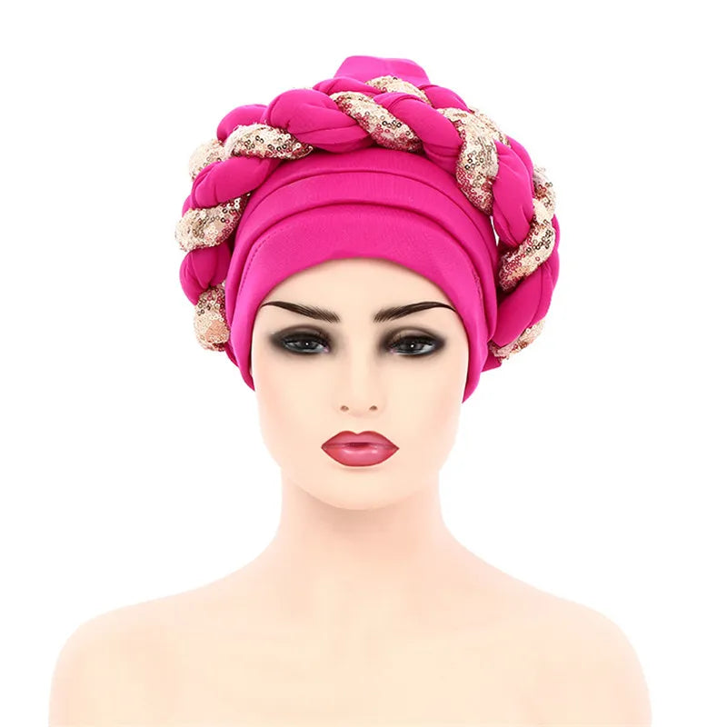 Sequin Braid African Turban