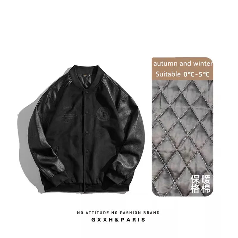 Men's Baseball Jacket, Plus Size, Loose, Spliced Cotton, Basic Mass Jackets, Autumn And Winter American Jacket, 7XL