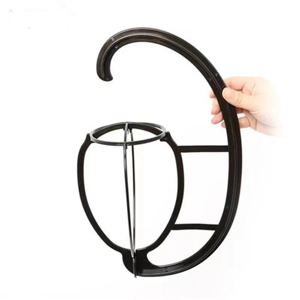 Portable Detachable Plastic Wig Holder Head Cover Organizer with Hat Support Frame for Wig Storage