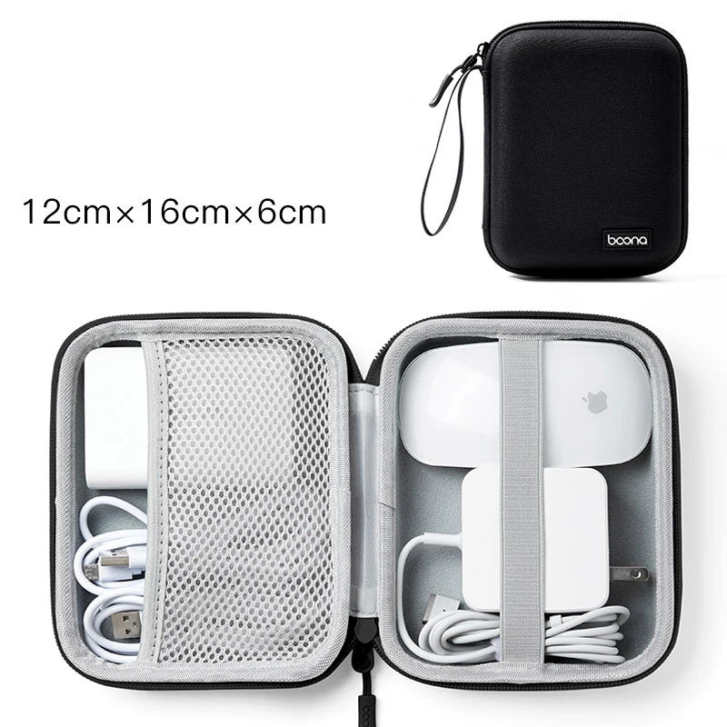 BOONA Hard Laptop Power Supply Organizer Case Travel Carrying Power Source Mouse Case Electronic Accessories Bag for MacBook