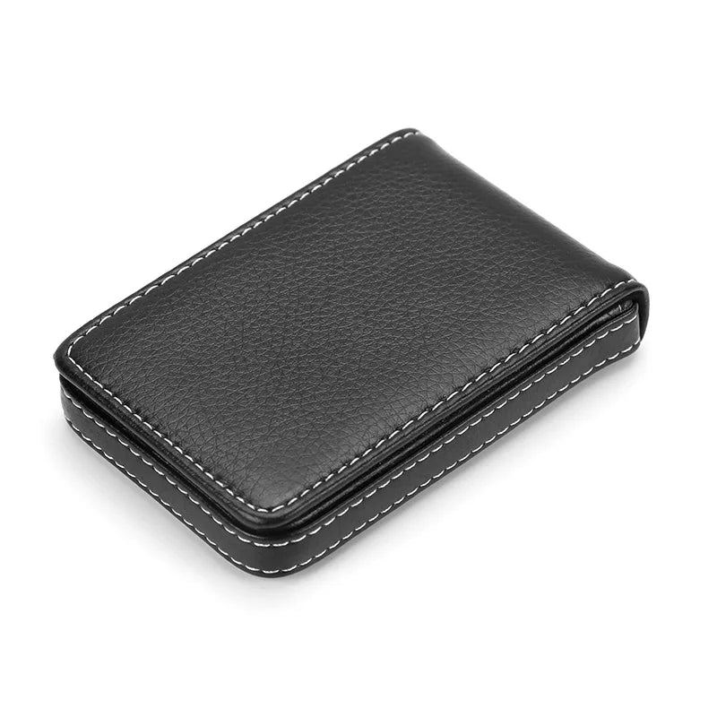 Business Card Holder, Vertical Version PU Leather Business Card Case Pocket Business Name Card Holder With Magnetic Shut