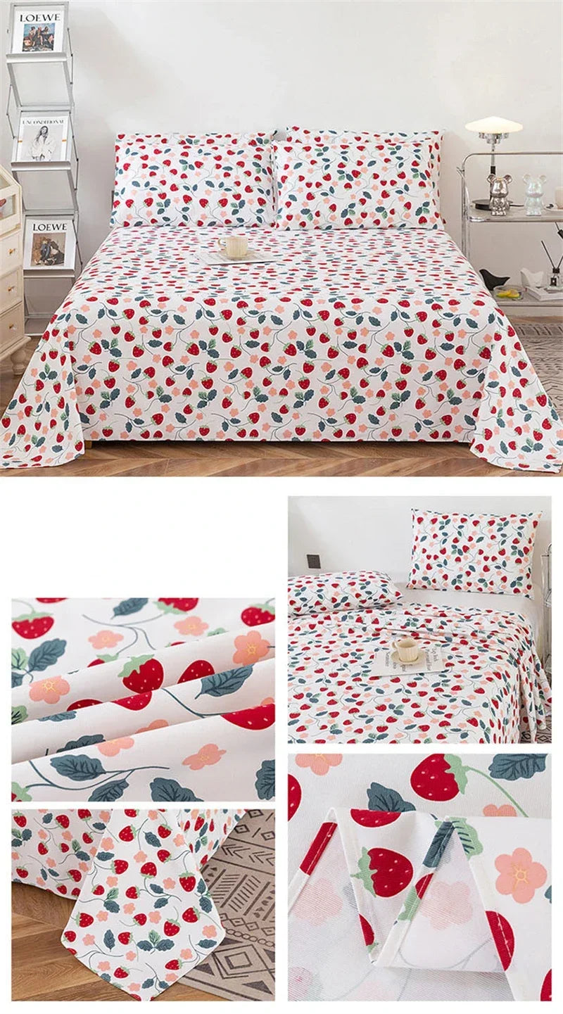 Soft 100% Cotton Coarse Cloth Bed Sheet Thick Sleep Naked Single Double Bedsheet Comfortable Durable Breathable Bed Sheets Queen