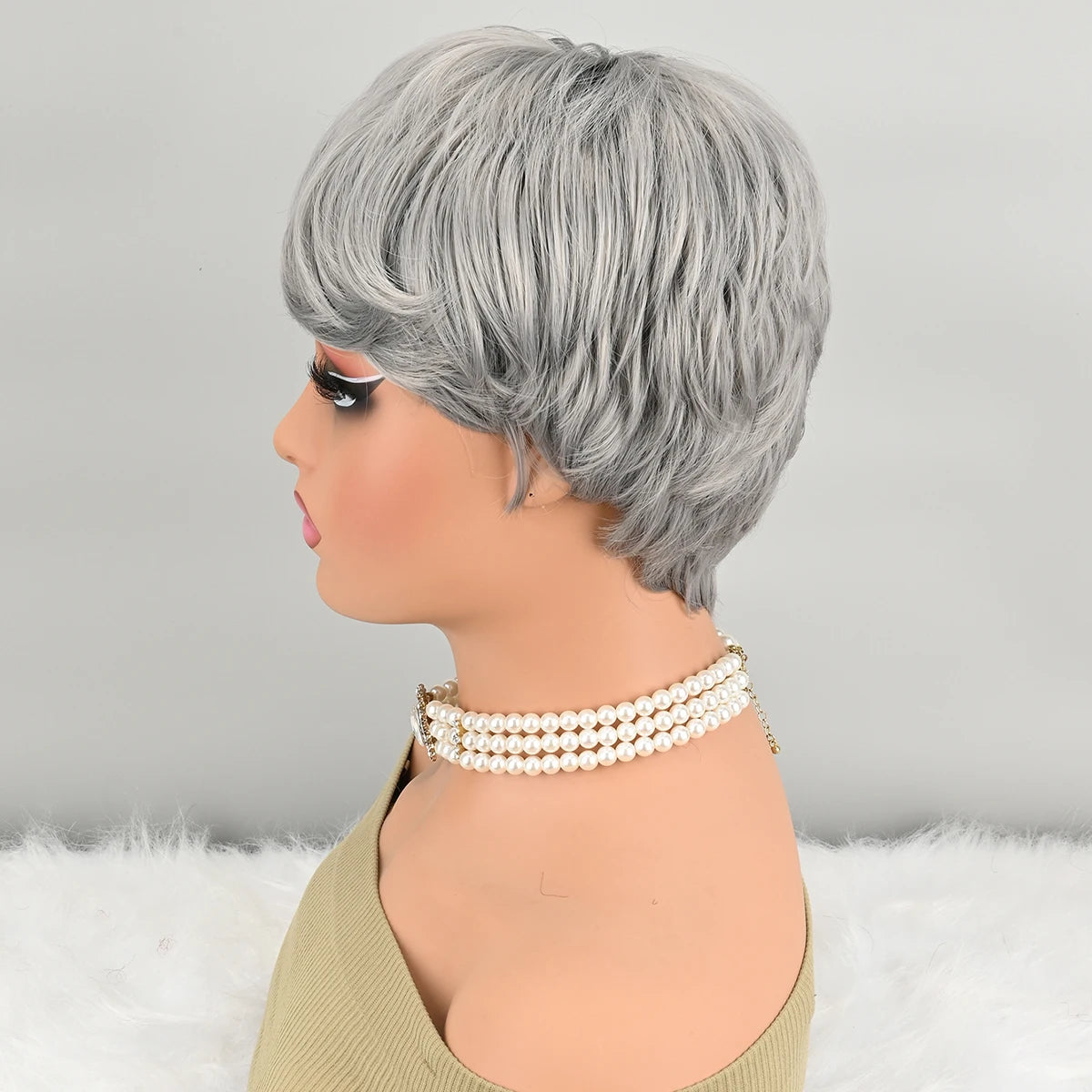 Grey Curly Pixie Wig
