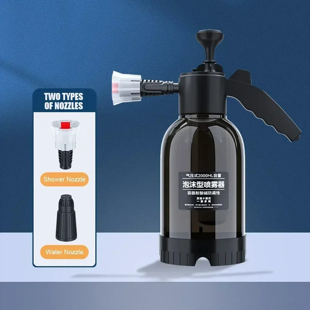 2L Hand Pump Foam Sprayer Snow Foam Gun Nozzle With Pressure Relief Valve Car Wash Spray Bottle Window Cleaning Tools