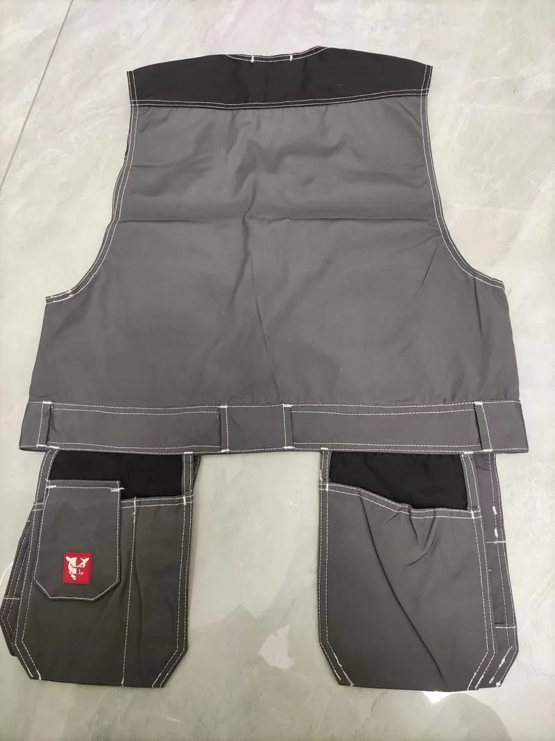 Work Clothing Men's Vest Tooling Clothes Multi-pockets Working Vest Workwear Vest Waistcoat For Maintenance Zipper Pockets
