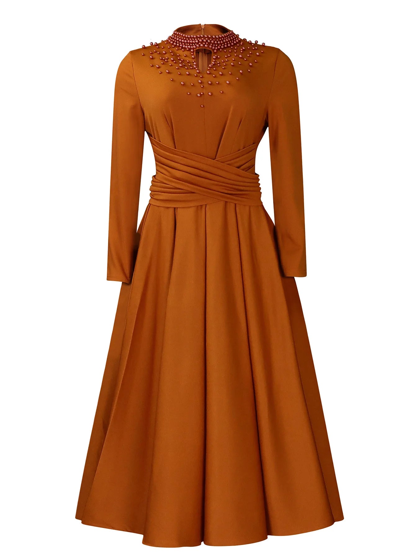 Vestido Elegante Africano para Mujer, Vestidos de Noche con Cuello Alto y Cuentas a la Moda, Vestido Delgado de Temperamento para Mujer, Vestidos Casuales de Manga Larga