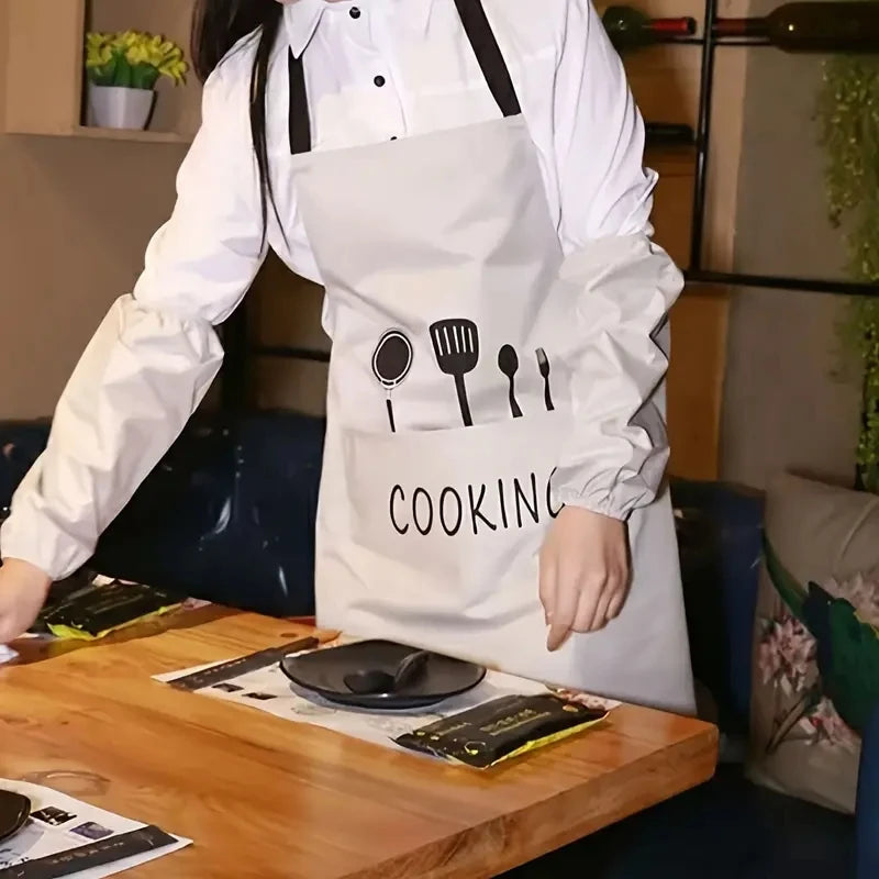 Tablier de cuisine imperméable et résistant à l'huile, blouse de ménage à la taille