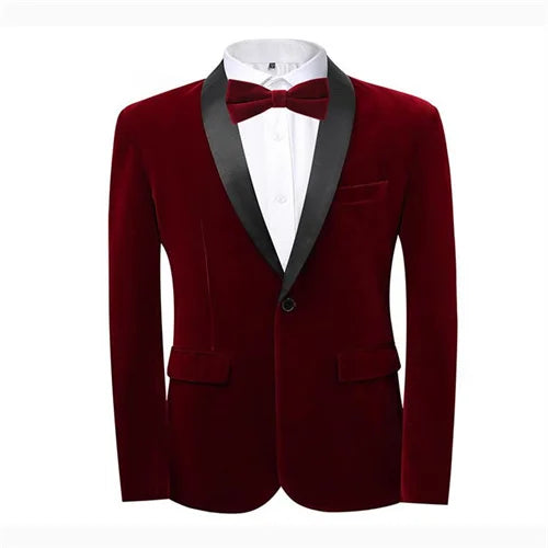 High-grade Men Luxury Gold Velvet Suit One Button Slim Fit Jacket Blue / Red / Green New Homme Wedding Prom Party Dress Blazer
