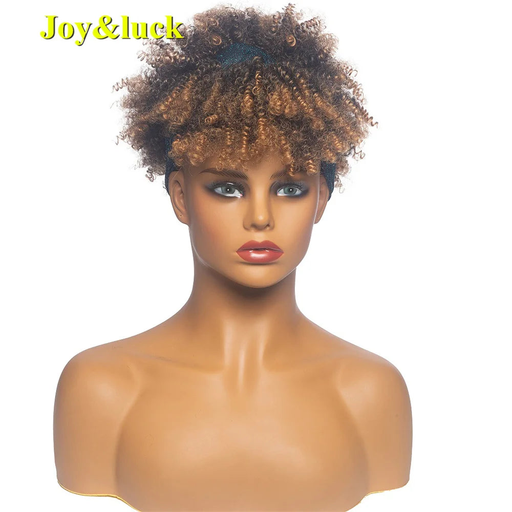 Burgundy Afro Curly Headband Wig