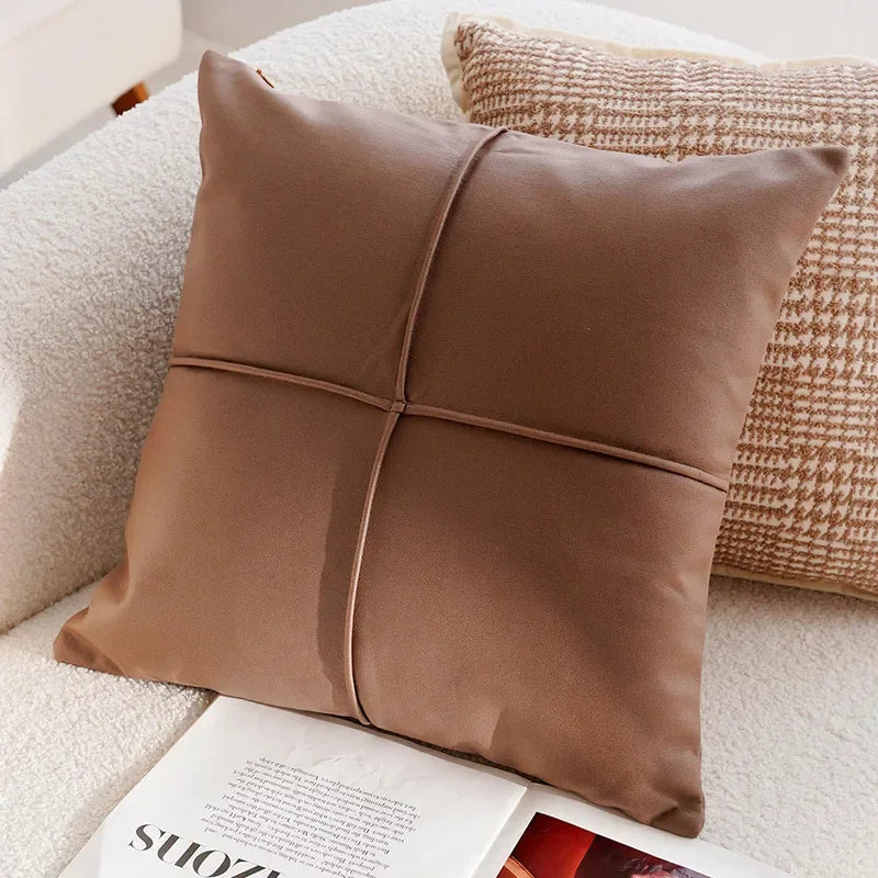 Pillow Cover in Cream Color, Retro Style, Brown French Sofa Waist Cushion Cover 45x45cm Pillowcase